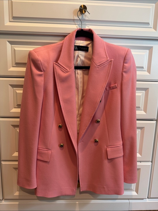 Zara Jackets & Blazers - Zara Pink Double-Breasted Blazer with Gold Buttons